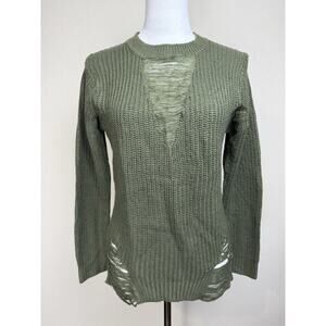 Trendy Threads Women's Pullover Tunic Sweater Sz L Tattered Knit Accents Boho